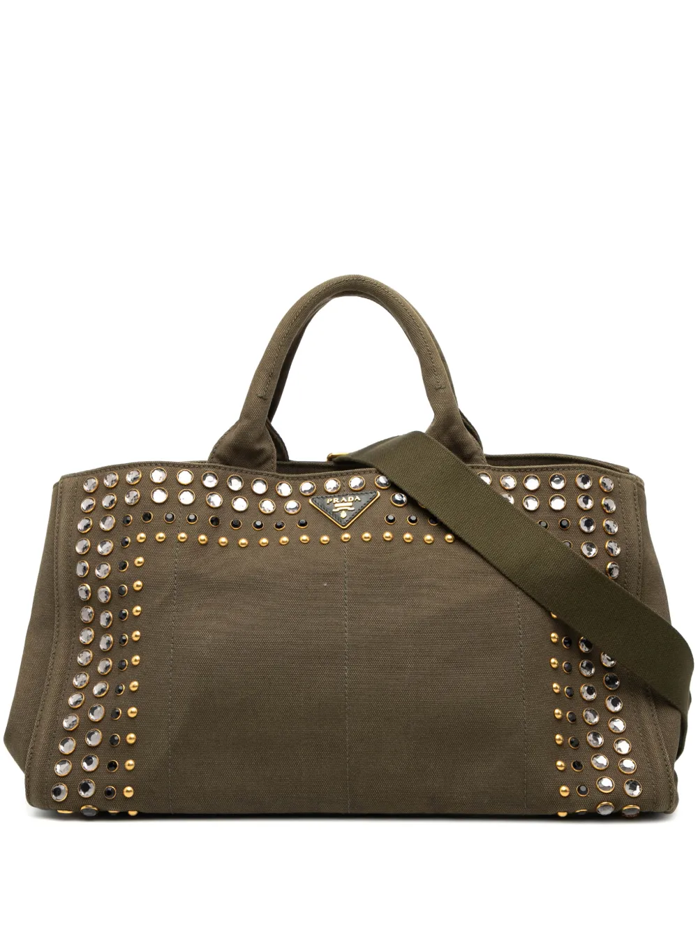 Prada Pre-Owned 2000-2025 Large Canvas Canapa Bijoux satchel - Verde