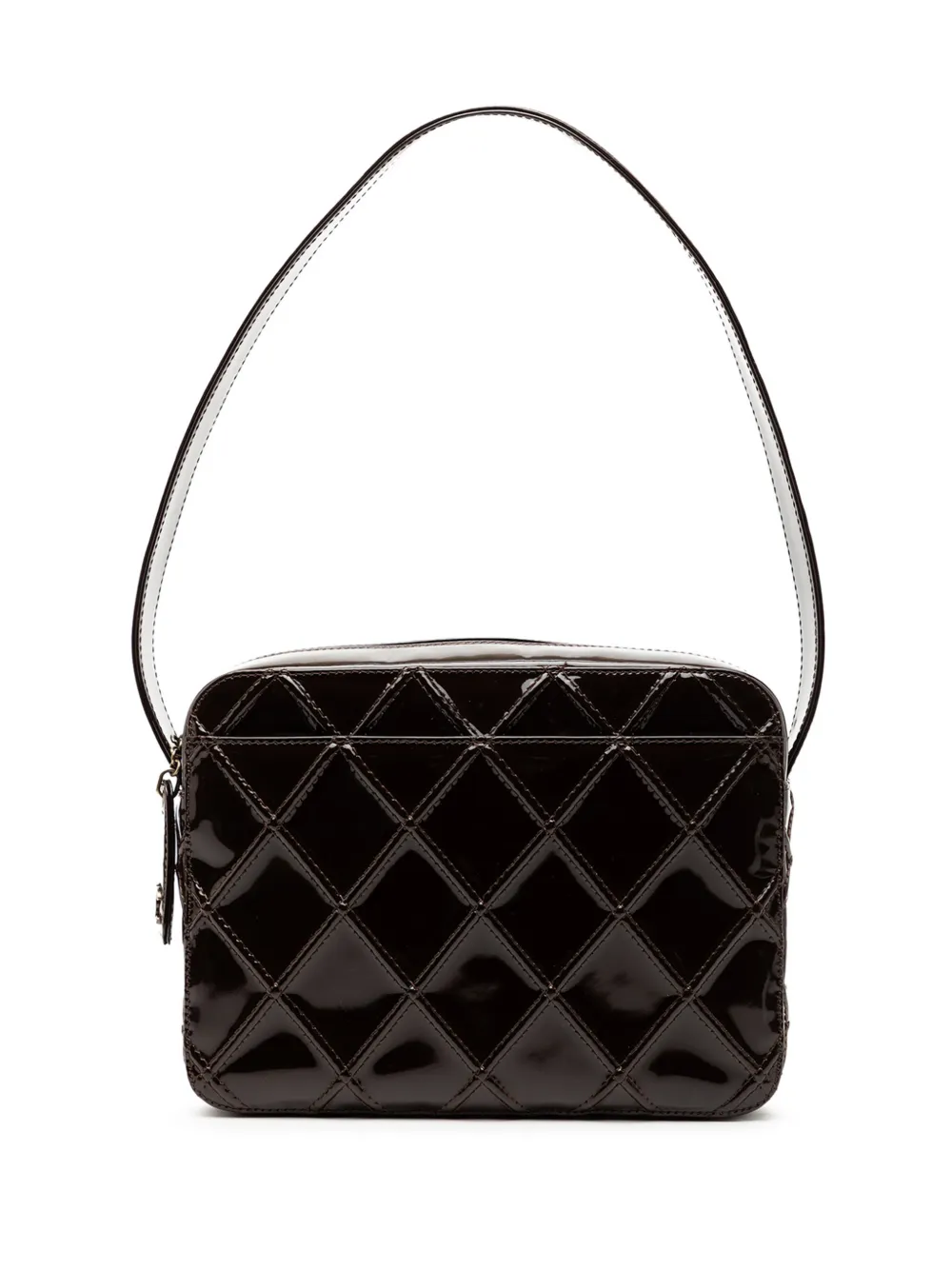 CHANEL Pre-Owned 2000-2002 Stitched Patent Camera Bag shoulder bag - Marrone