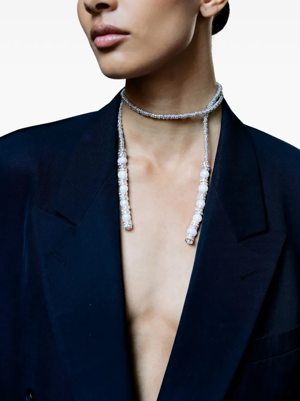 Pearl Octopuss. Y Halsketting met parel - Zilver