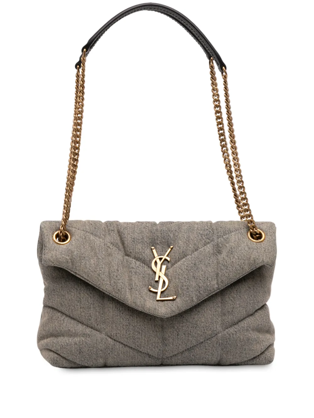 Saint Laurent Pre-Owned 2022 Small Denim LouLou Puffer shoulder bag - Grigio