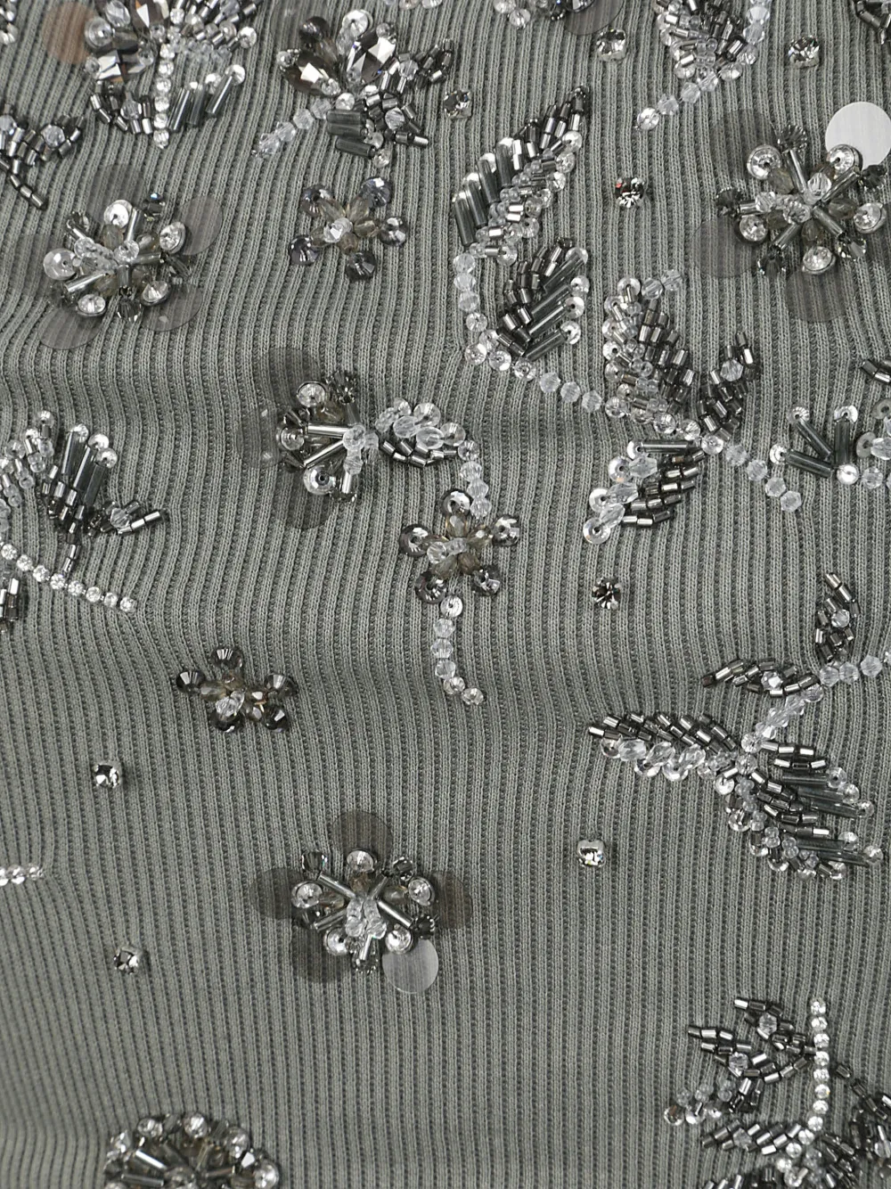  Miu Miu Sequin-embellished Ribbed Top - Grey 
