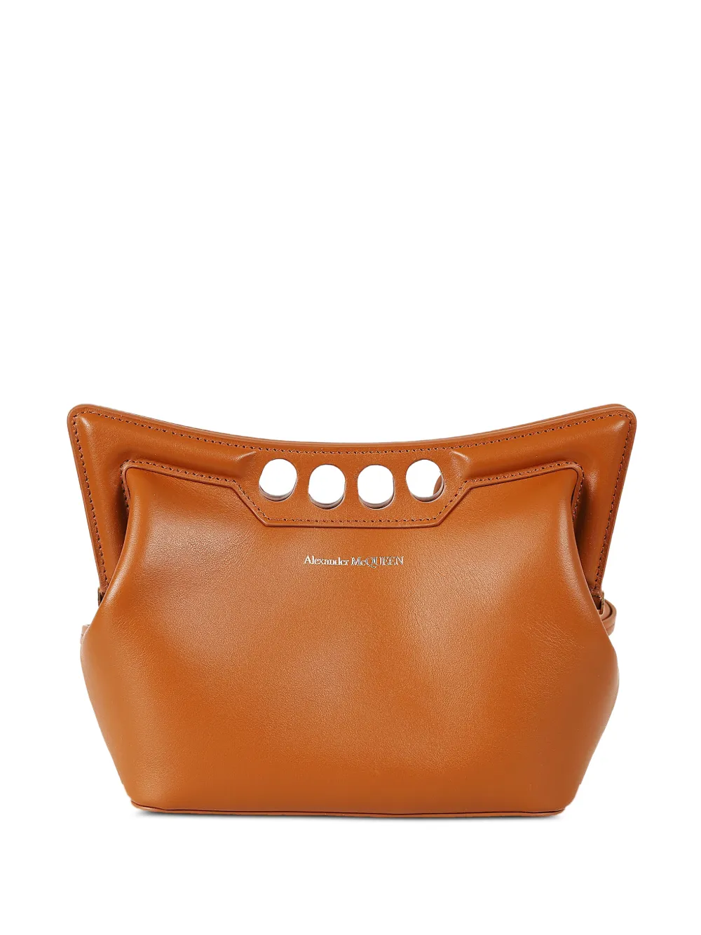 Alexander McQueen cutout leather mini bag - Marrone