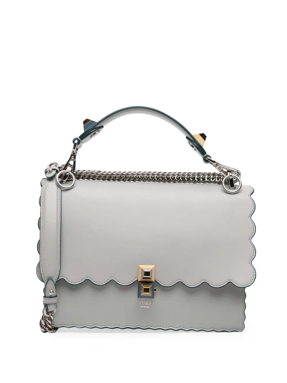 Fendi Pre-Owned 2010-2025 Medium Scalloped Leather Studded Kan I satchel - Grigio