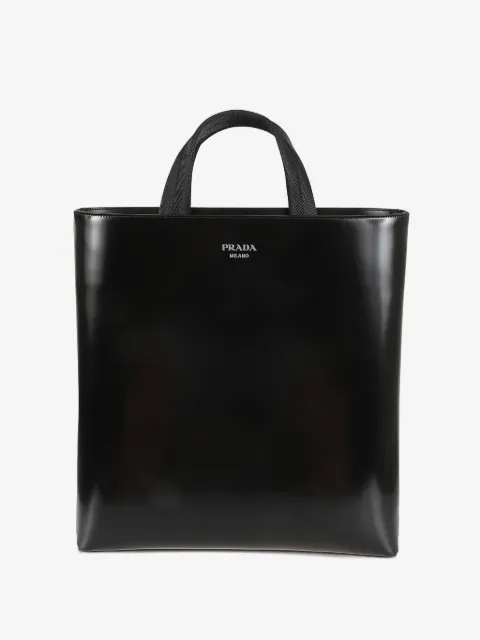 Prada handle leather tote bag