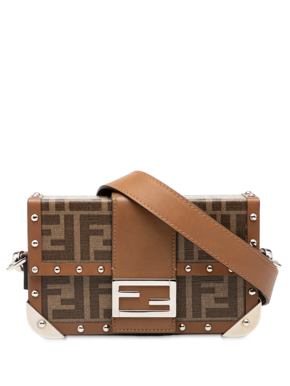 Fendi Pre-Owned 2010-2025 Mini Zucca Coated Canvas Trunk Baguette crossbody bag - Marrone