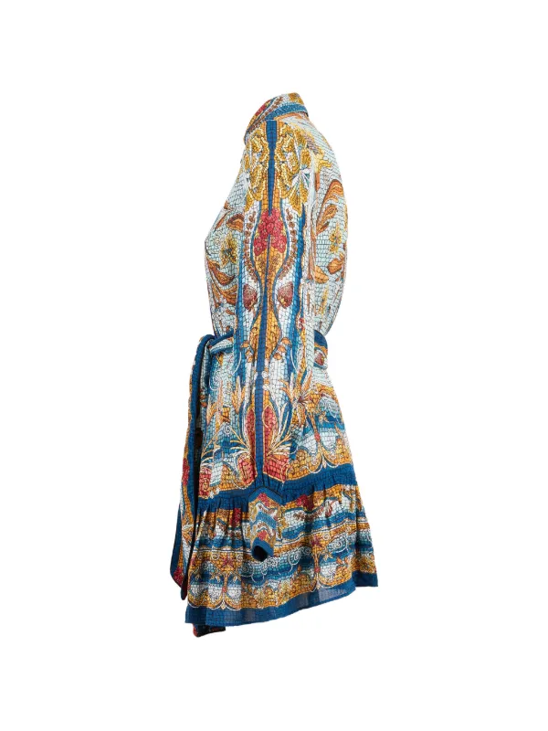 FARM Rio Mosaic Garden Belted Mini Dress - Mosaic Garden SOFT Blue FARM Rio Mosaic Garden Belted Mini Dress - Mosaic Garden SOFT Blue