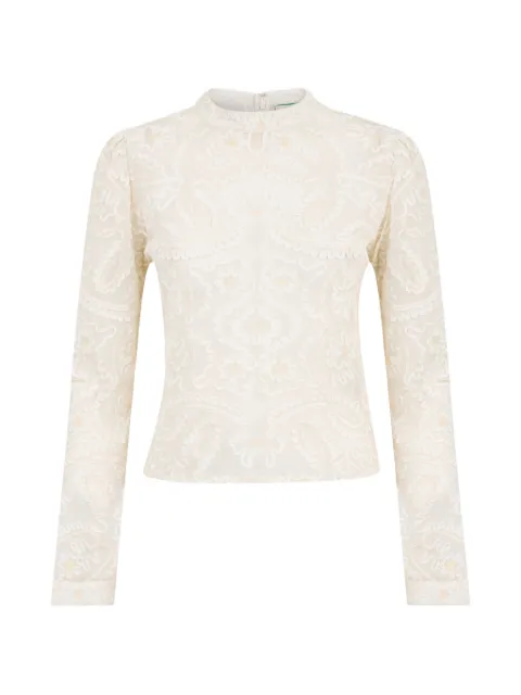 FARM Rio blusa bordada con cuello redondo