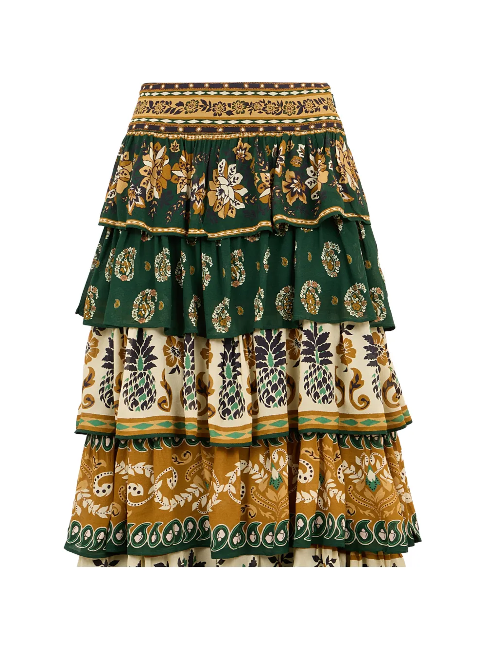 FARM Rio Ayla ruffled maxi skirt - Verde