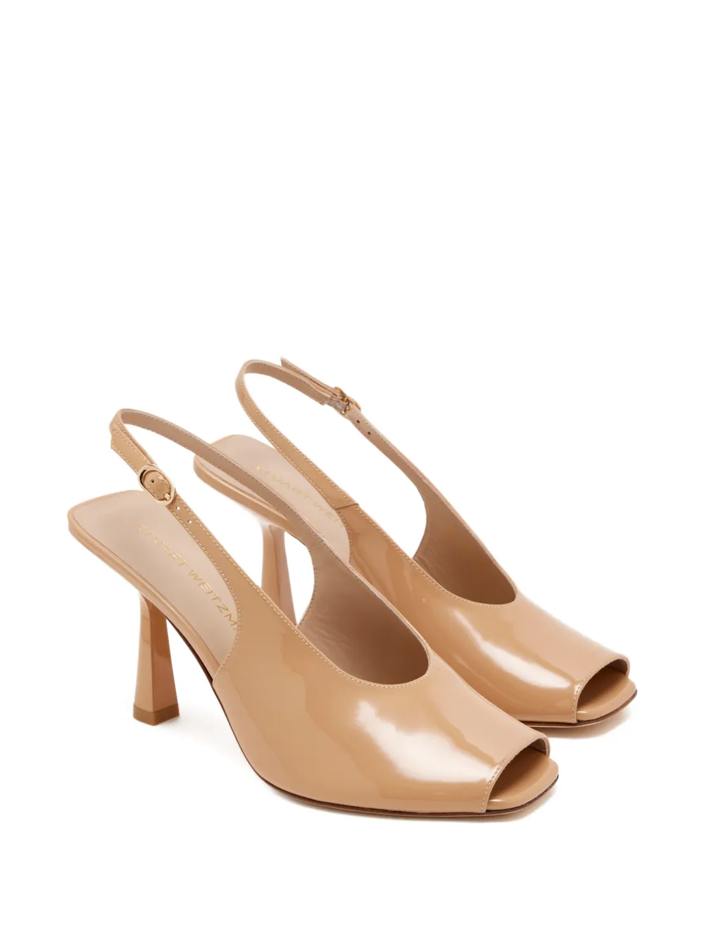Stuart Weitzman slingback peep-toe heeled pumps Beige