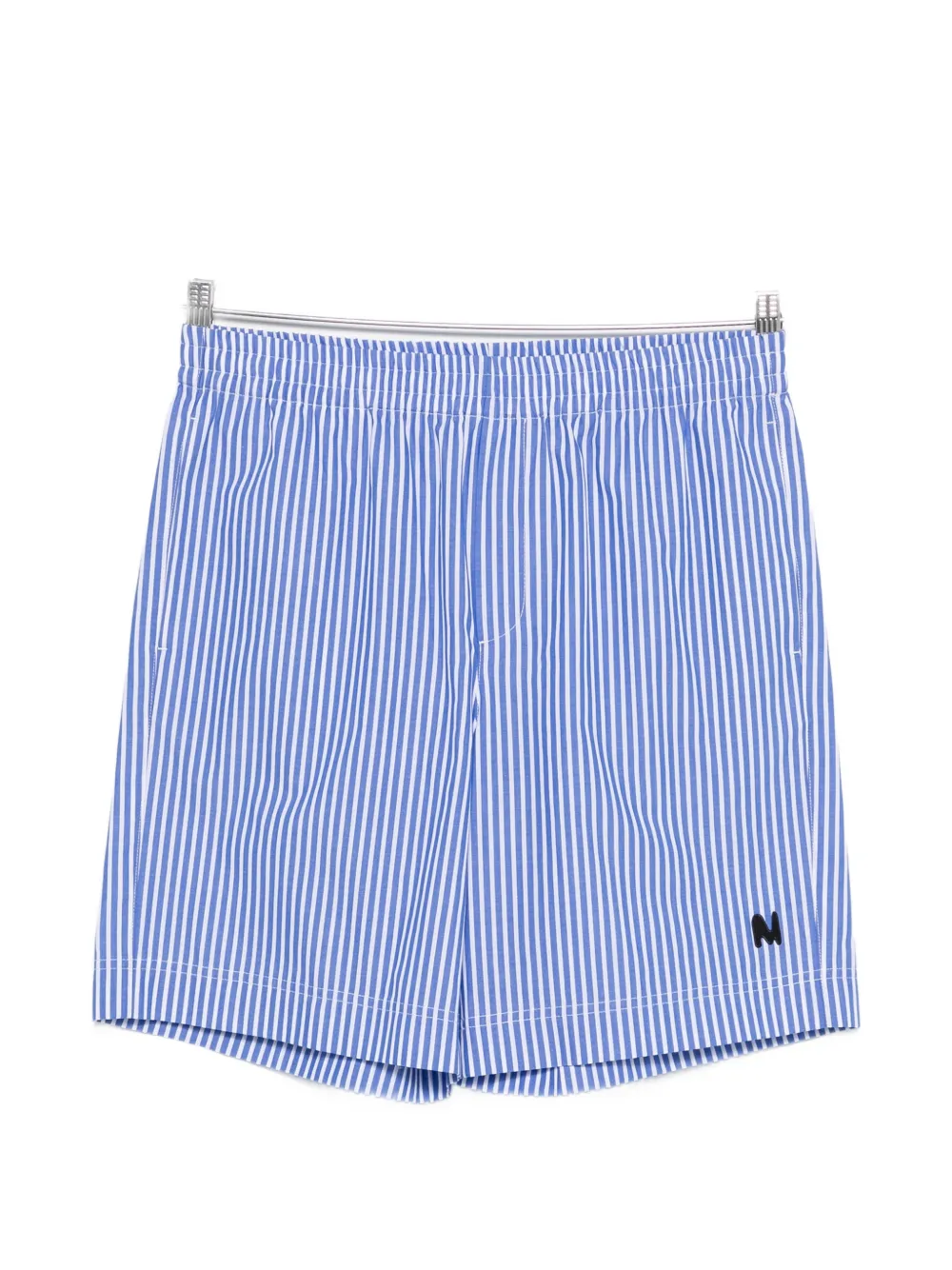 MSGM striped logo-patch shorts - Blu