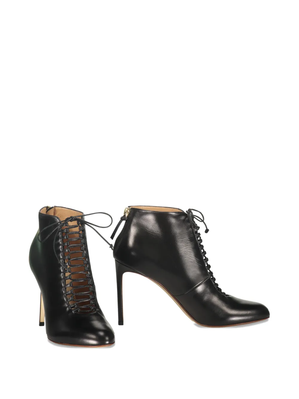 Francesco Russo lace-up heeled boots Zwart