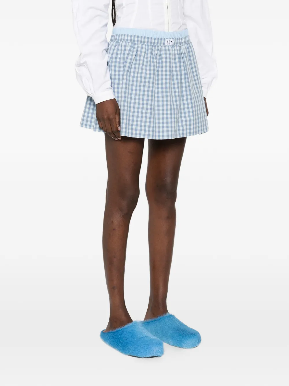  Msgm Falda Corta A Cuadros - Azul 