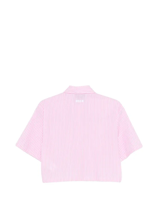 MSGM striped-pattern Cropped Shirt | Pink | FARFETCH