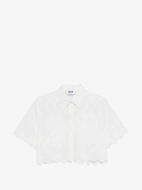 MSGM broderie-anglaise scalloped-edge shirt
