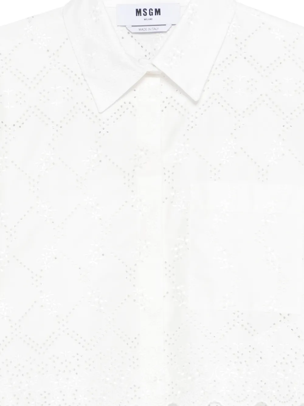 MSGM Broderie anglaise blouse met gewelfde afwerking Wit
