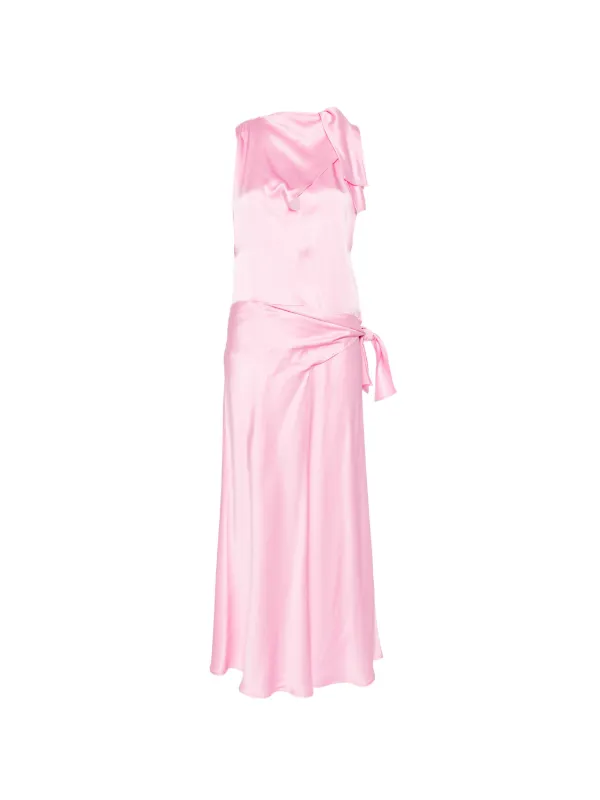 msgm dress pink MSGM Knot Sleeveless Midi Dress | Pink