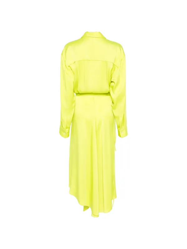 yellow green midi dress Yellow V Neck Button Midi Dress