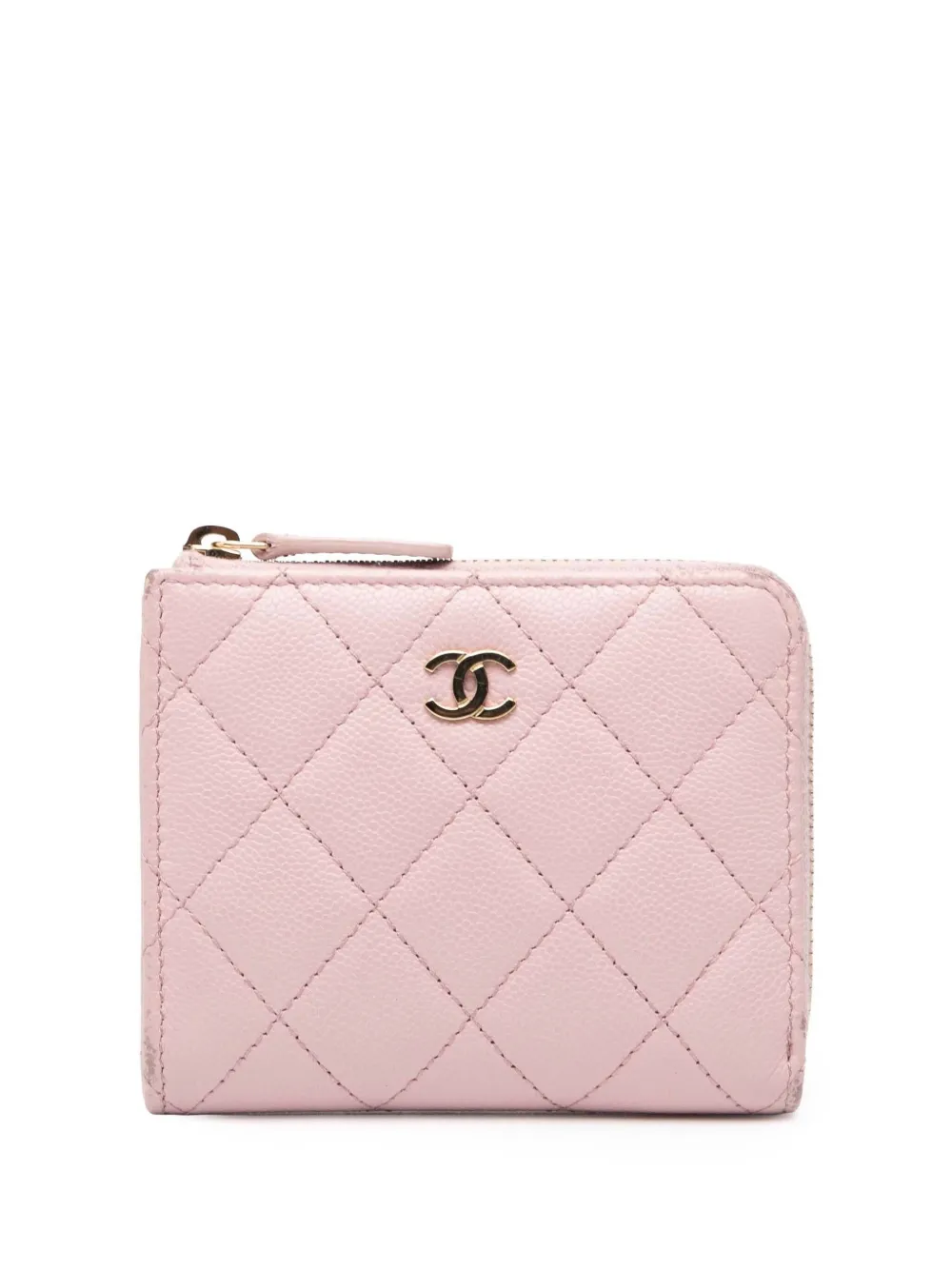 CHANEL Pre-Owned 2021-2025 CC Quilted Caviar Zipped Wallet small wallets - Rosa