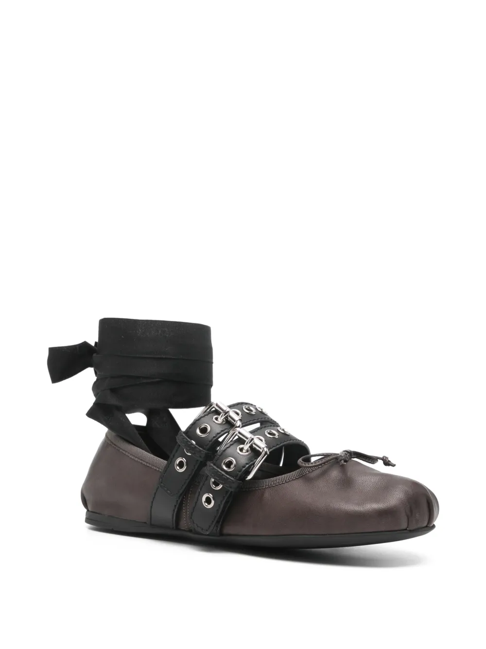 Miu Leren ballerina's Bruin