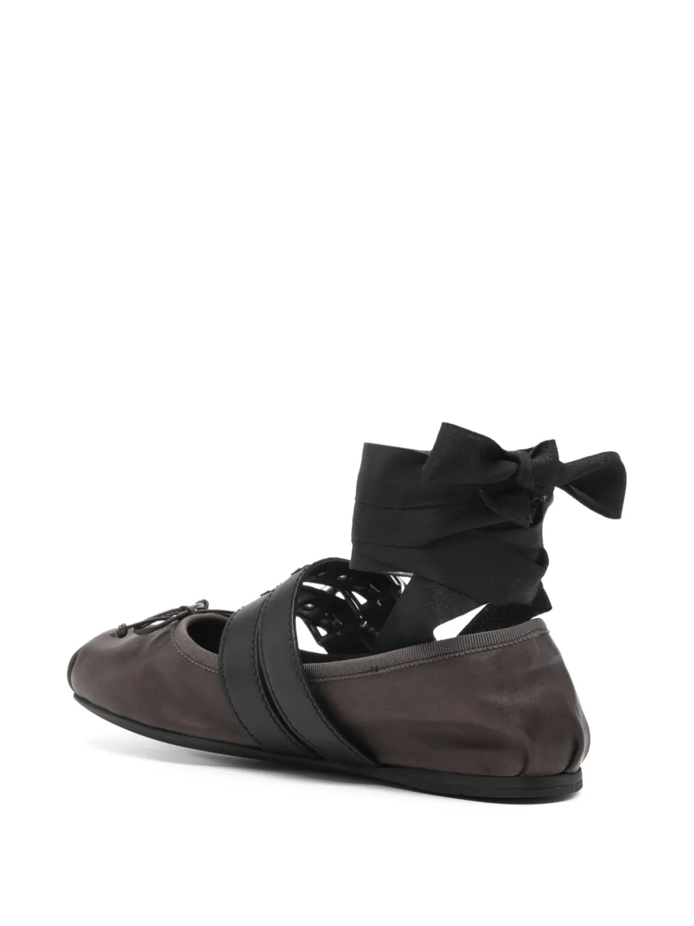 Miu Leren ballerina's Bruin