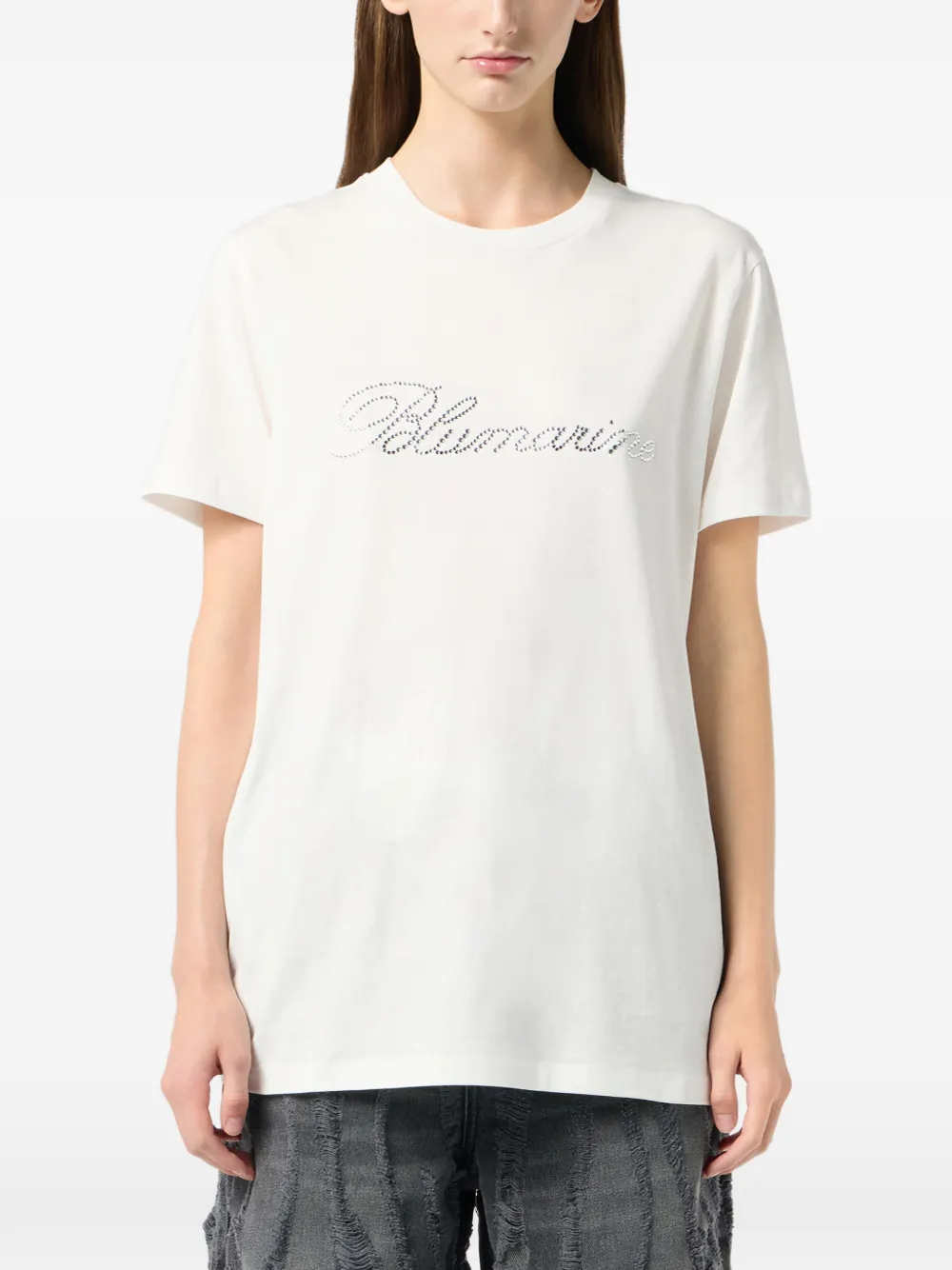 Blumarine Jersey T-shirt met geborduurd logo Wit