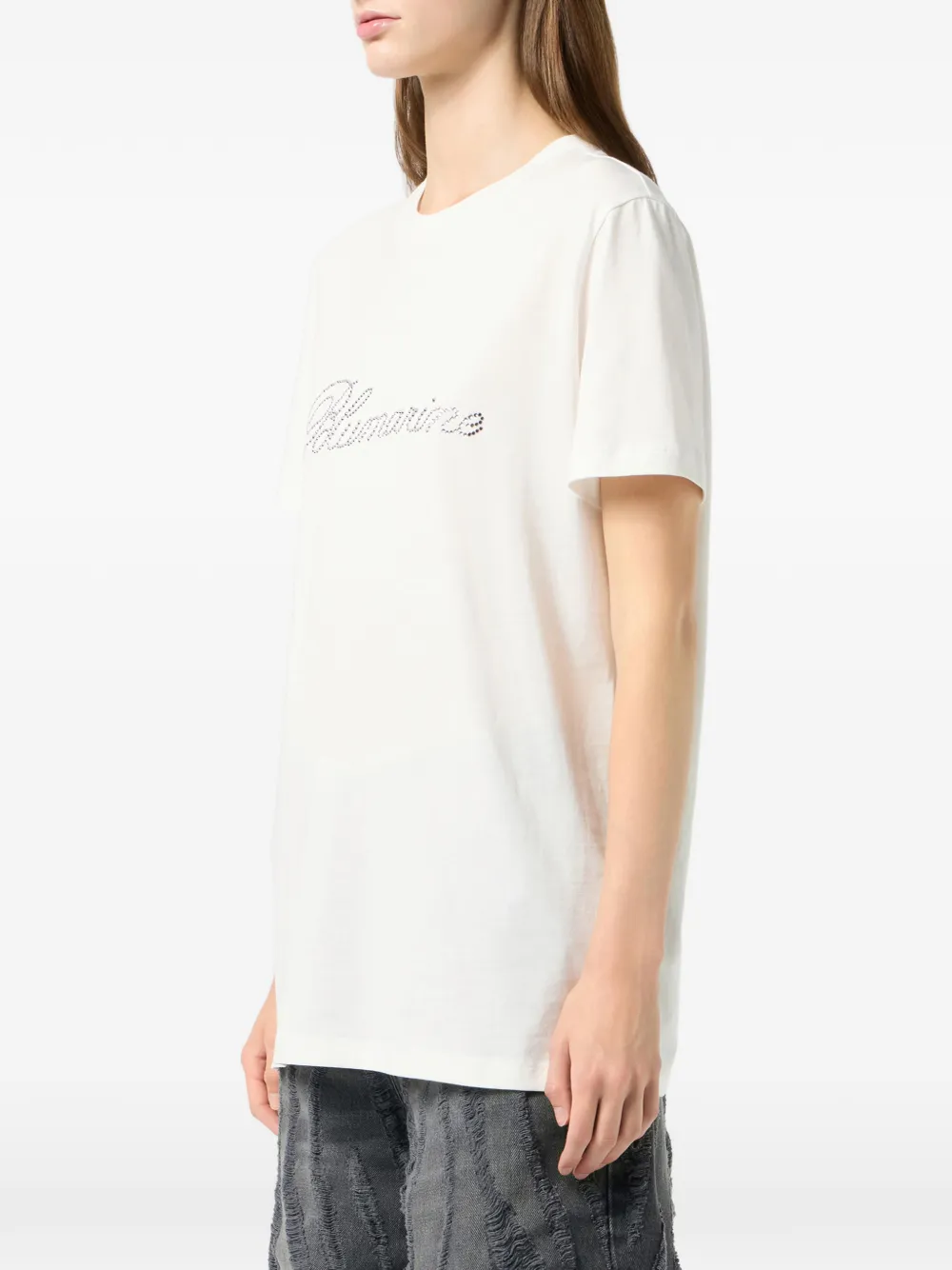 Blumarine Jersey T-shirt met geborduurd logo Wit