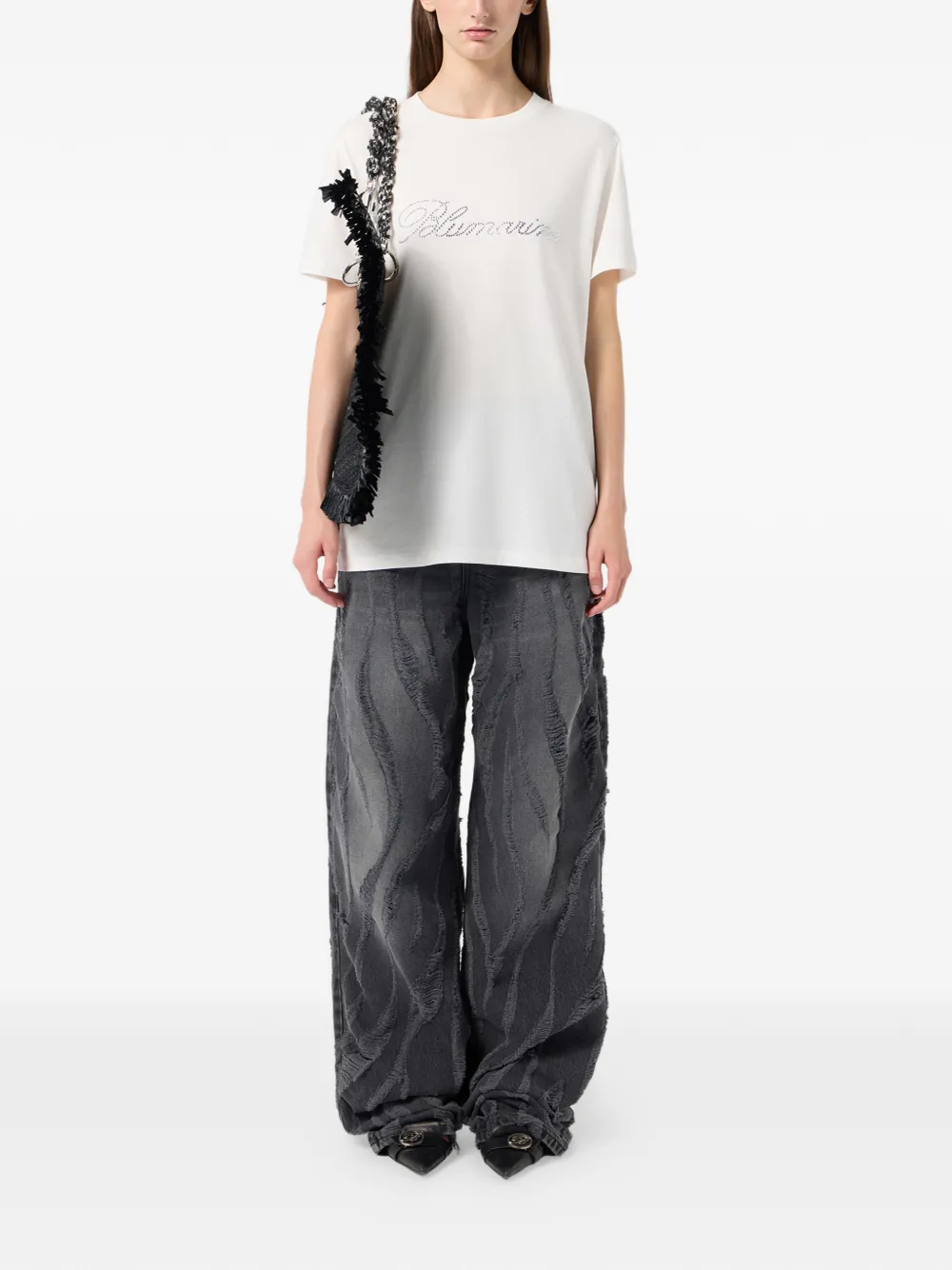 Blumarine Jersey T-shirt met geborduurd logo Wit