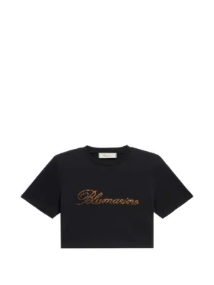 Blumarine logo-embroidered Jersey T-shirt | White | FARFETCH AO
