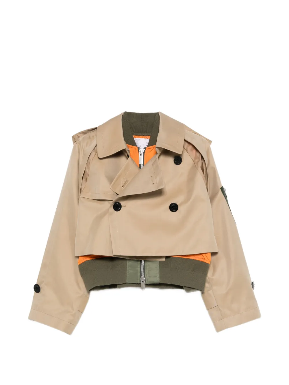 sacai double-breasted gabardine jacket - Toni neutri