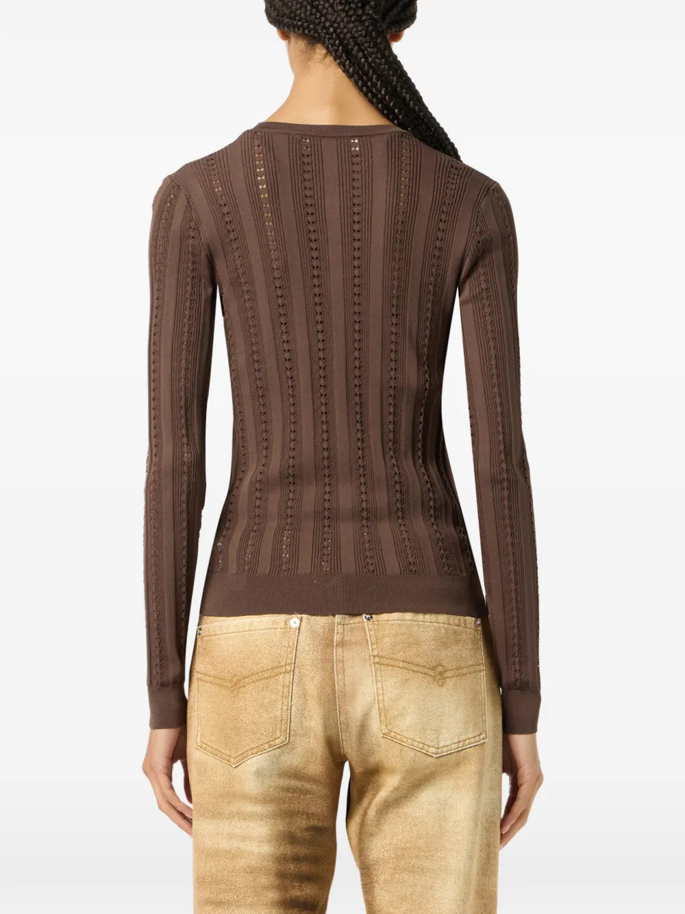 Blumarine Opengebreid vest met knopen Bruin