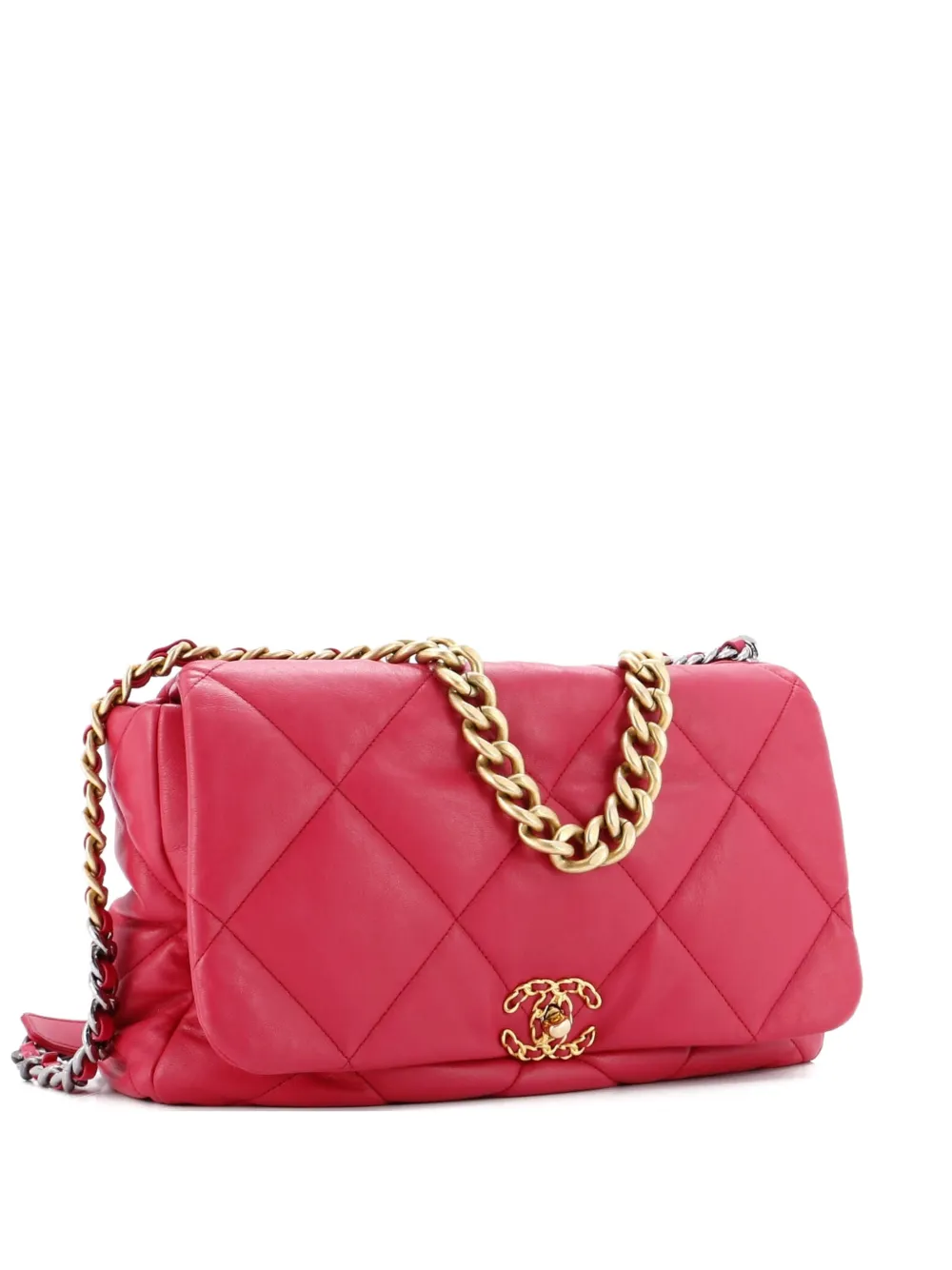 CHANEL Pre-Owned Borsa a tracolla 19 maxi in pelle trapuntata con battente - Rosa