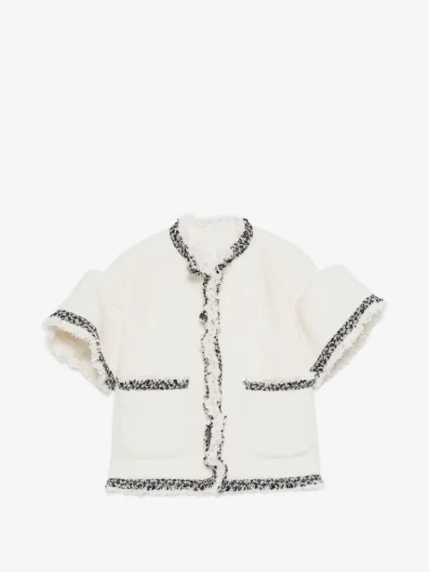 sacai veste en tweed à franges