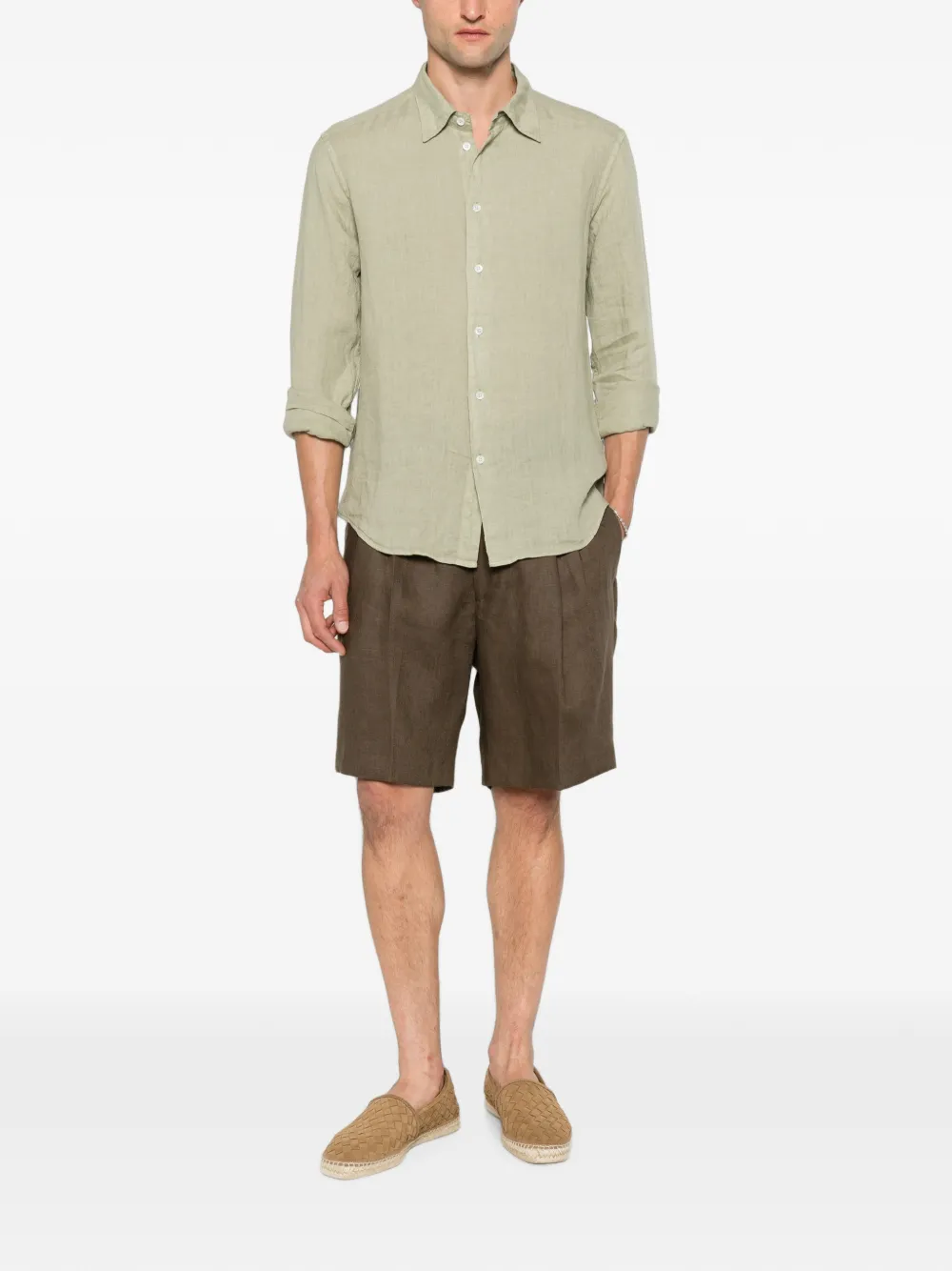 michael coal Shorts met geplooid detail en knoopsluiting Bruin