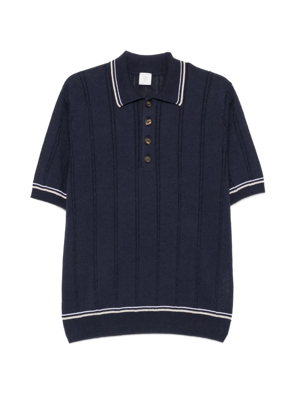 Eleventy cable-knit striped-trim polo shirt - Blu