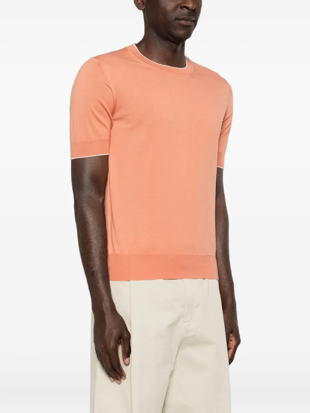 Brunello Cucinelli T-shirt met korte mouwen en afwerking Oranje