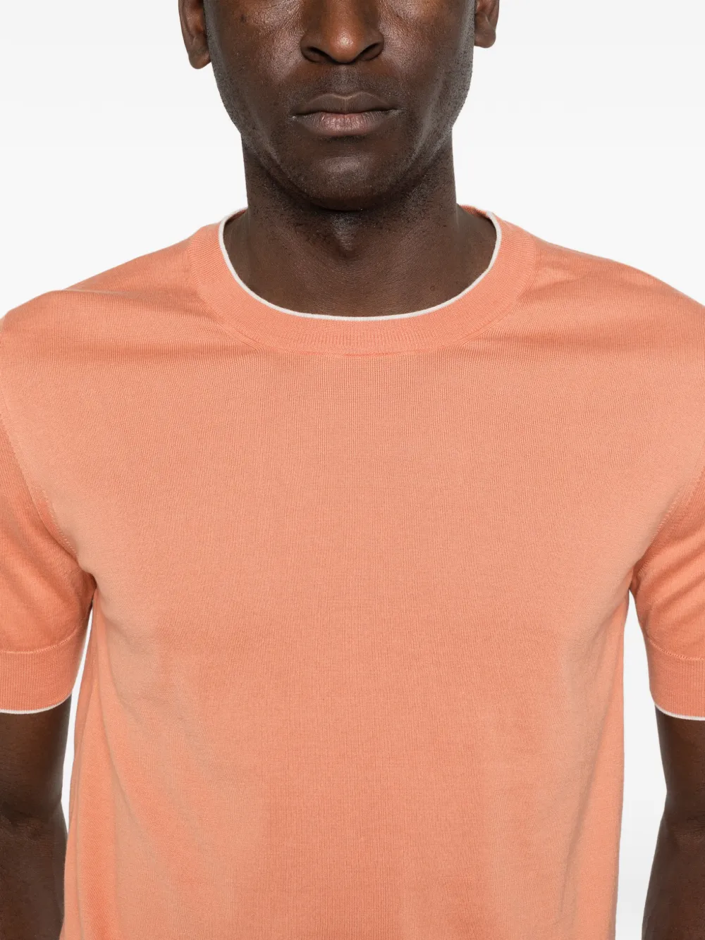 Brunello Cucinelli T-shirt met korte mouwen en afwerking Oranje