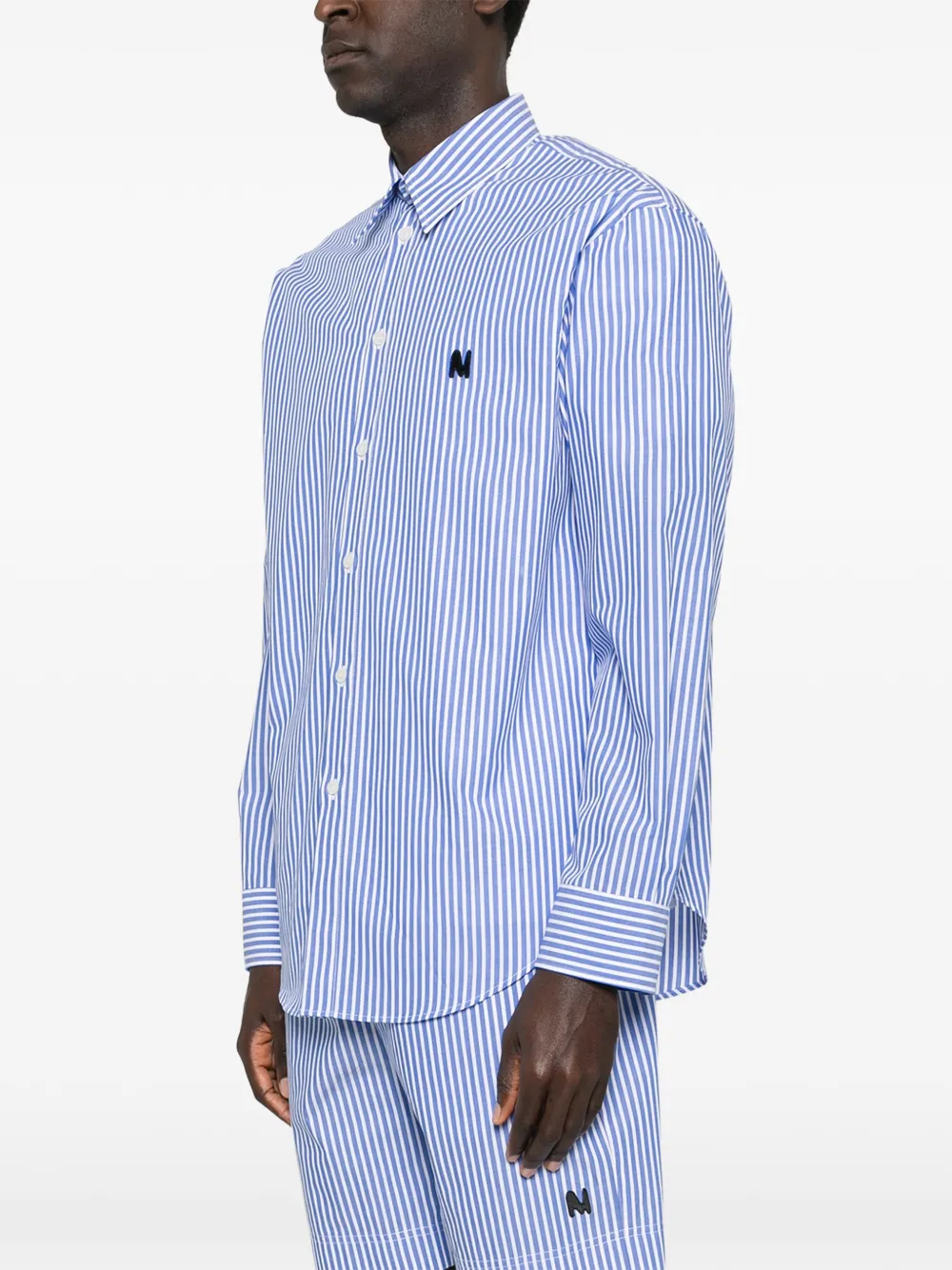  Msgm Striped Logo Shirt - Blue 