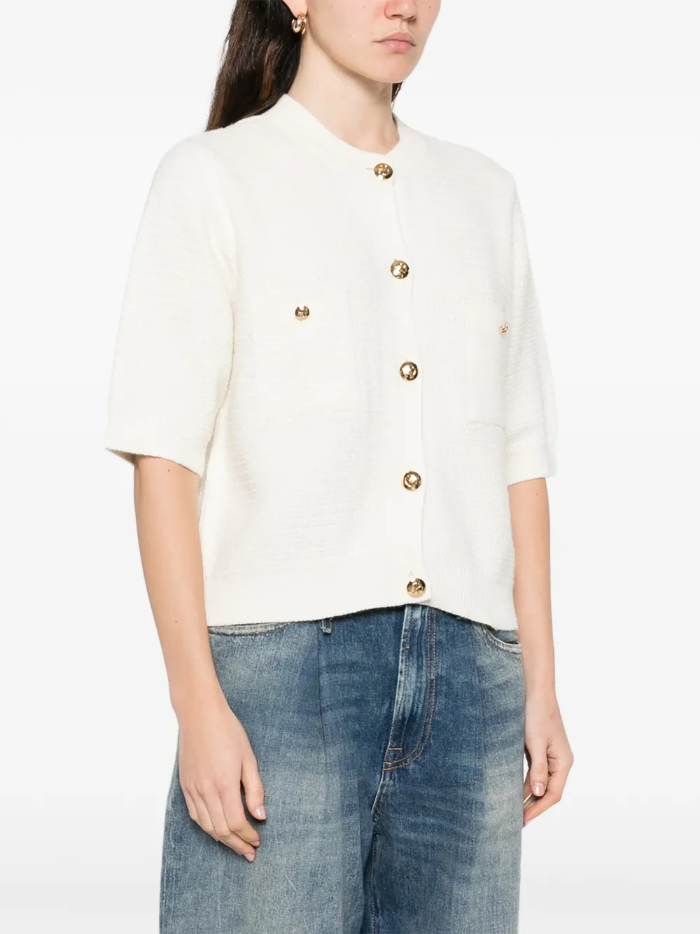  Anine Bing Christa Short-sleeve Cardigan - Neutrals 