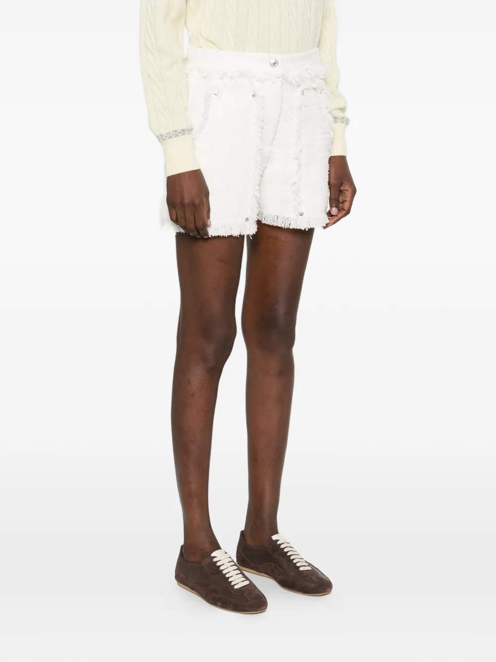  Msgm Fringed-detail Pocket Shorts - White 