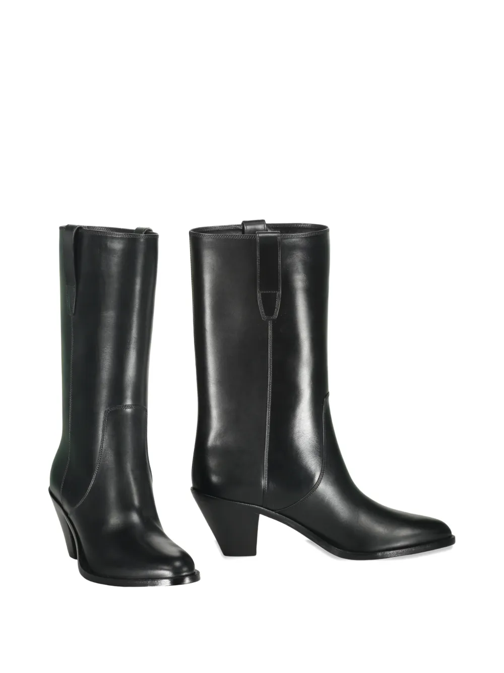 Francesco Russo tapered-heel leather boots Zwart