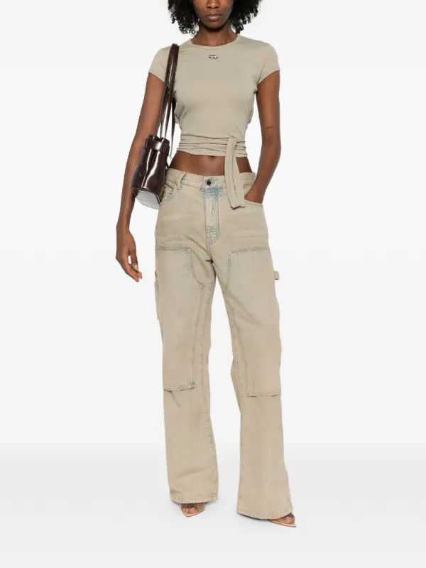 Diesel T-Bunny-Tail tie-detail T-shirt | Neutrals | FARFETCH