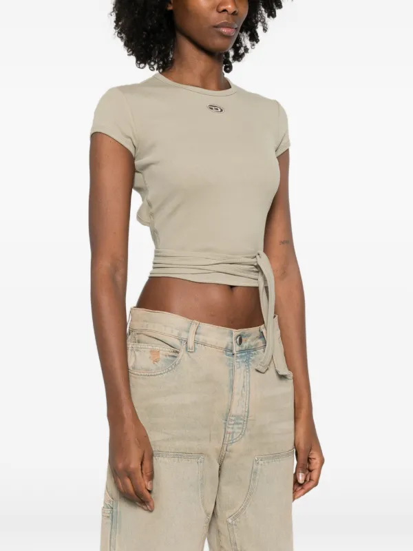 DISEL T-Bunny-Tail Tシャツ Diesel T-Bunny-Tail tie-detail T-shirt | Neutrals | FARFETCH