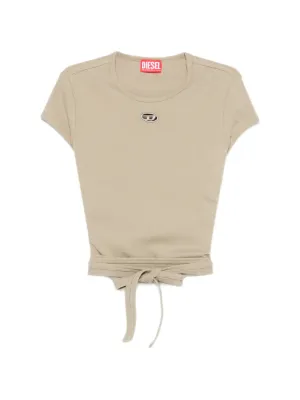 洗練されたデザイン　DIESEL T-ANKY-TAIL-S1 　L Women's Crop top with wrap-around laces | White | Diesel