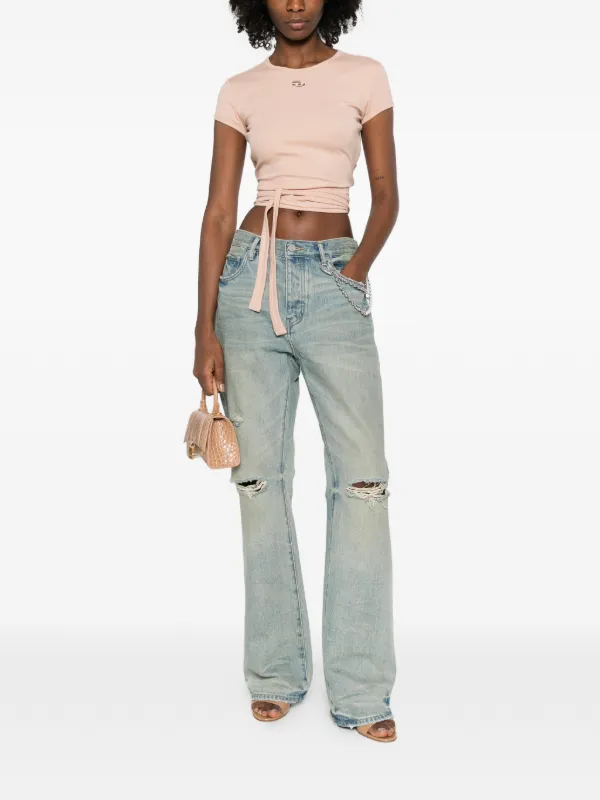 Diesel T-Bunny-Tail-R1 wrap-tie T-shirt | Pink | FARFETCH HK