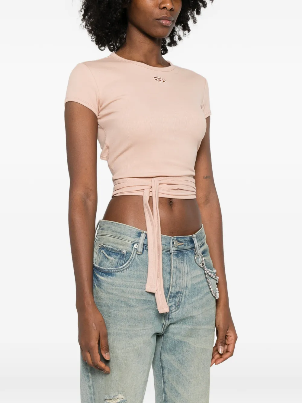 Diesel T-Bunny-Tail-R1 gewikkeld T-shirt Roze