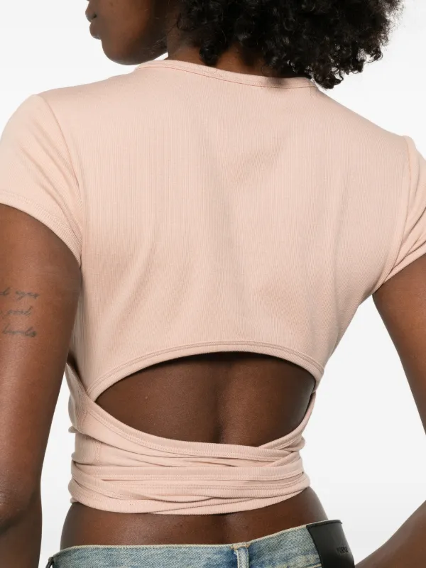 Diesel T-Bunny-Tail-R1 wrap-tie T-shirt | Pink | FARFETCH HK