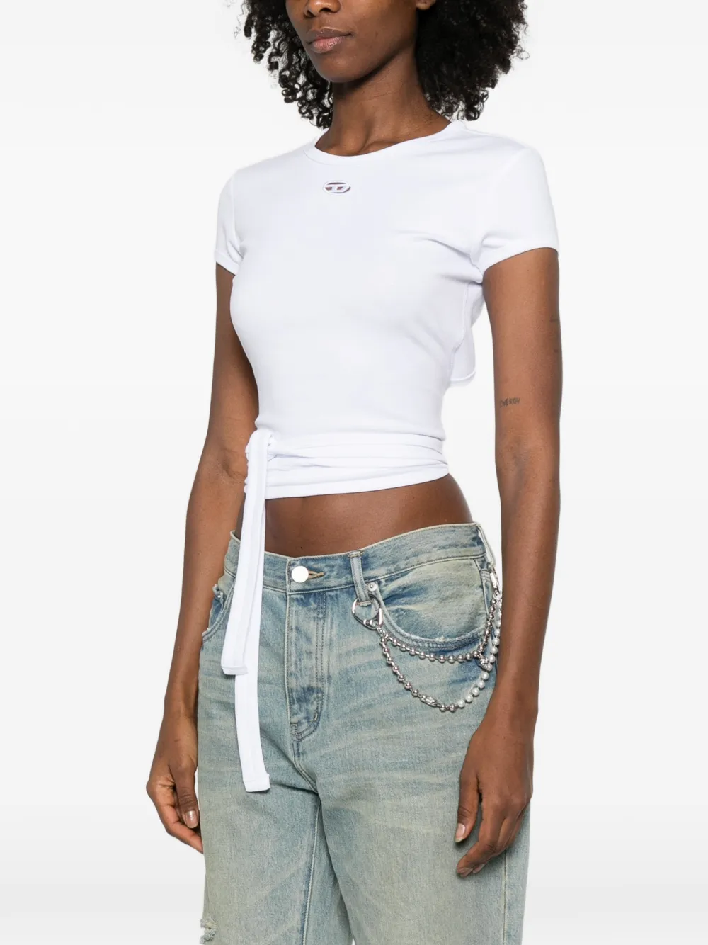 Diesel T-Bunny-Tail T-shirt met gestrikte taille Wit
