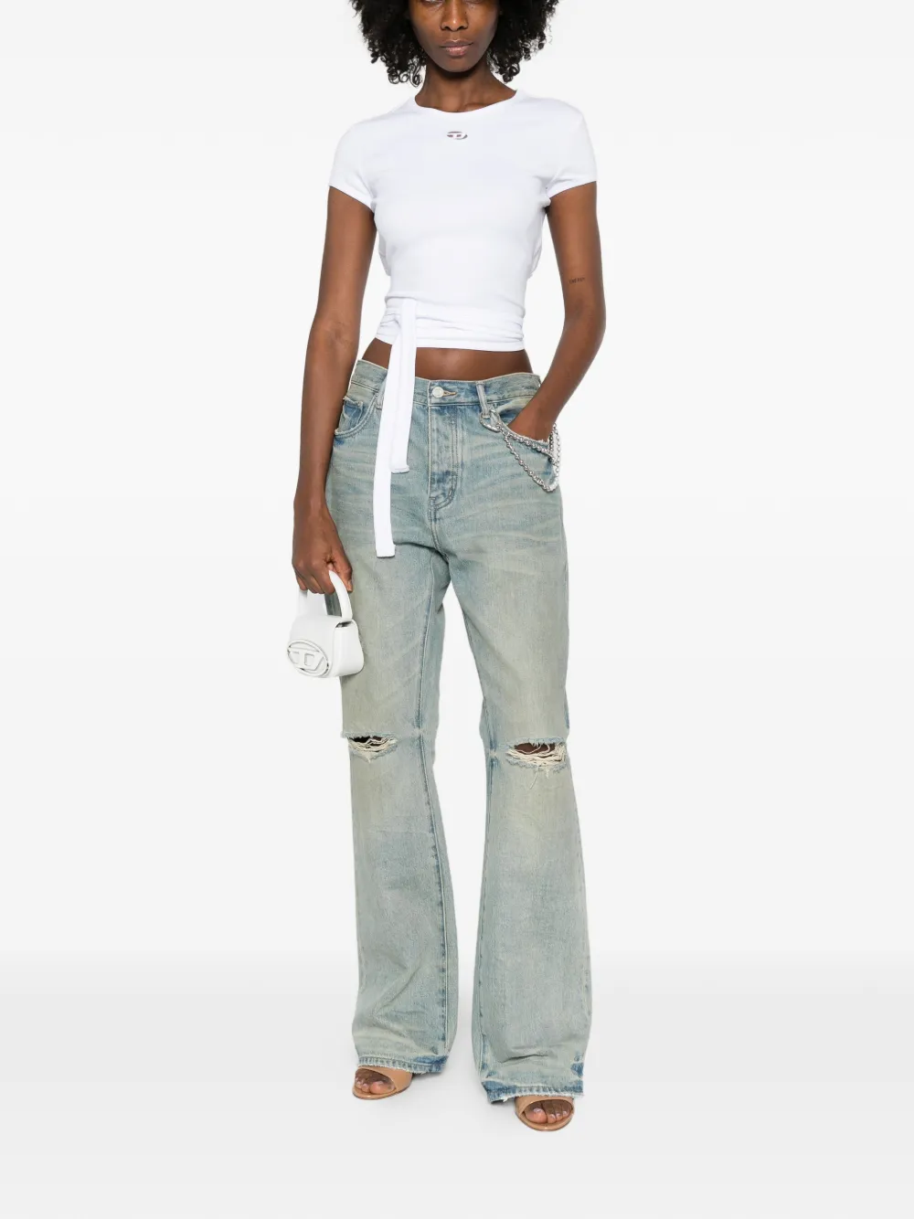 Diesel T-Bunny-Tail T-shirt met gestrikte taille Wit