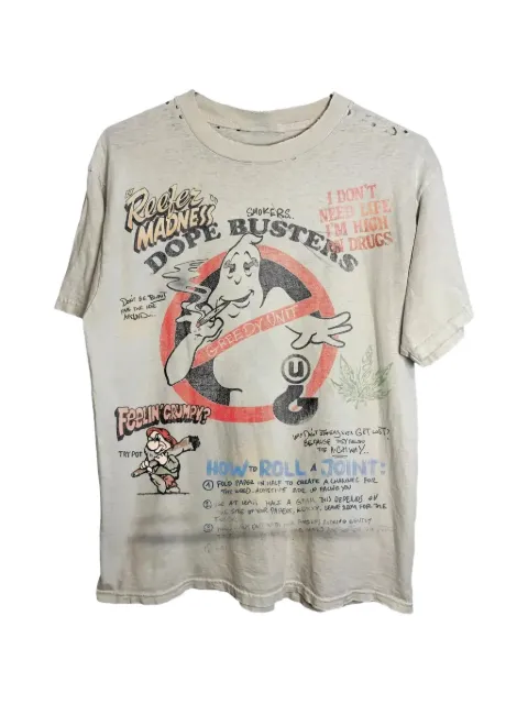 GrEeDy uNiT distressed short-sleeve T-shirt