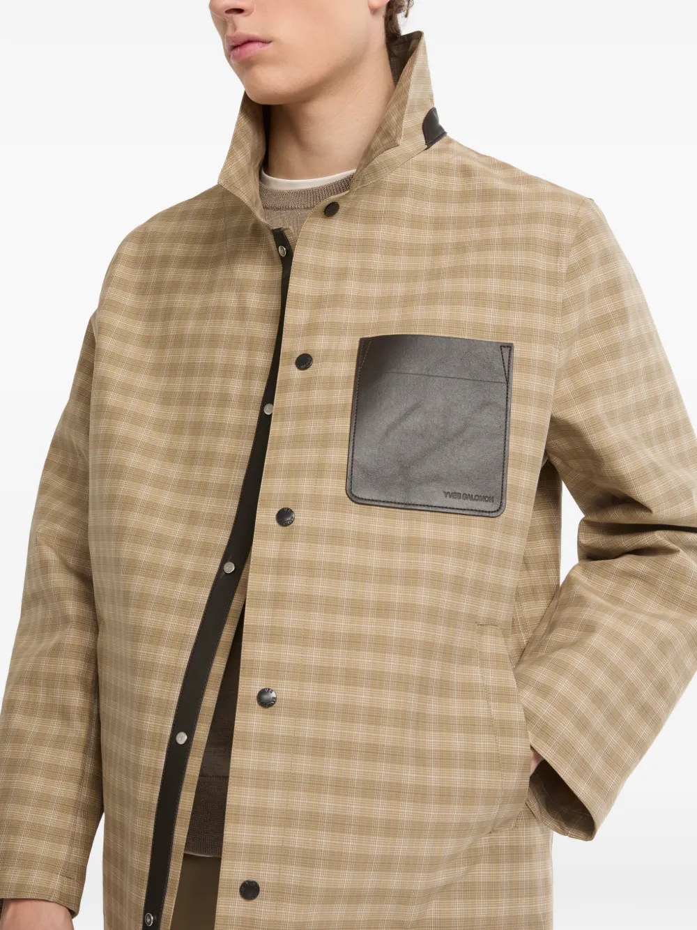 Yves Salomon Geruit shirtjack Beige